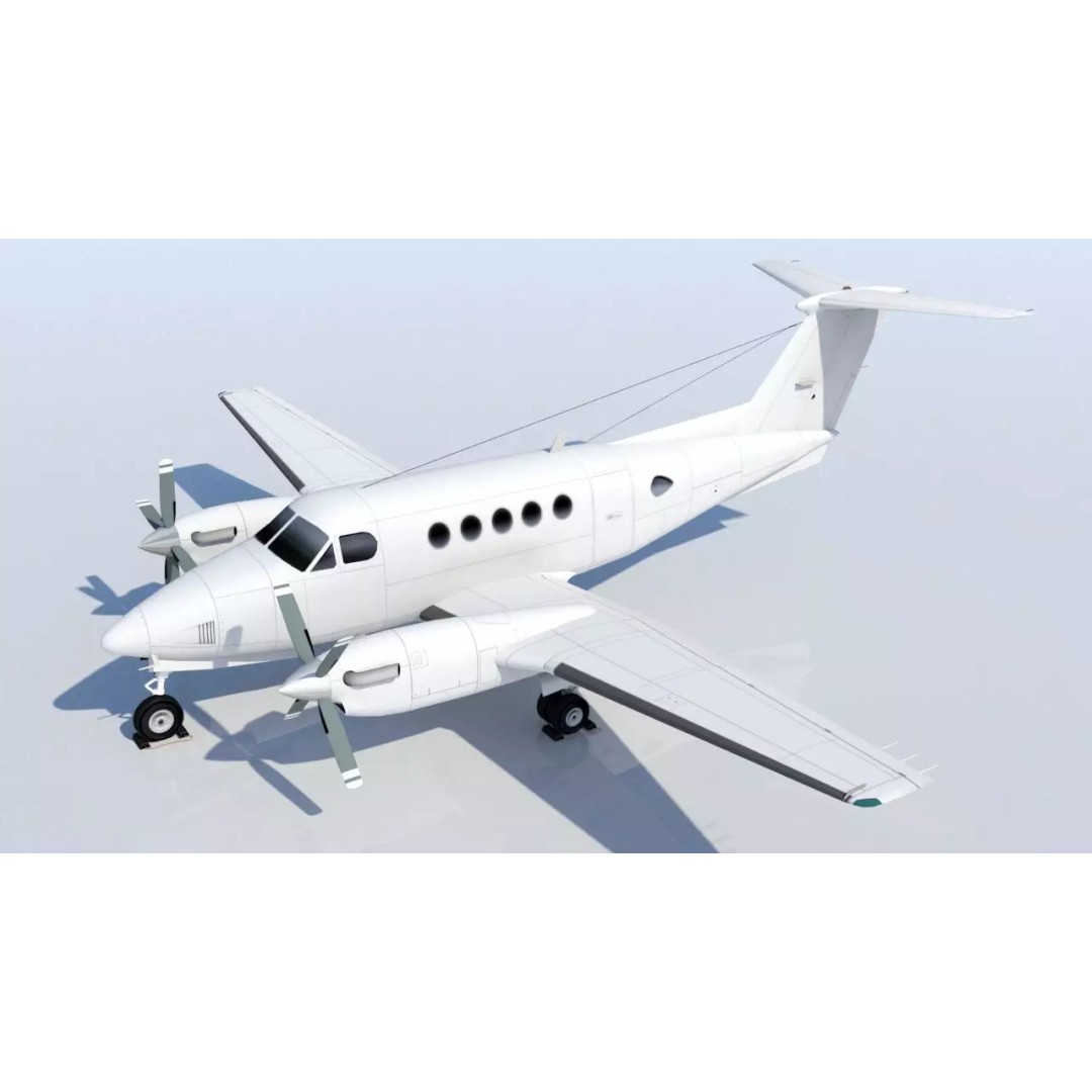 Beech King Air 200 3D Model – Low Poly Static Aircraft for Simulators - View 2