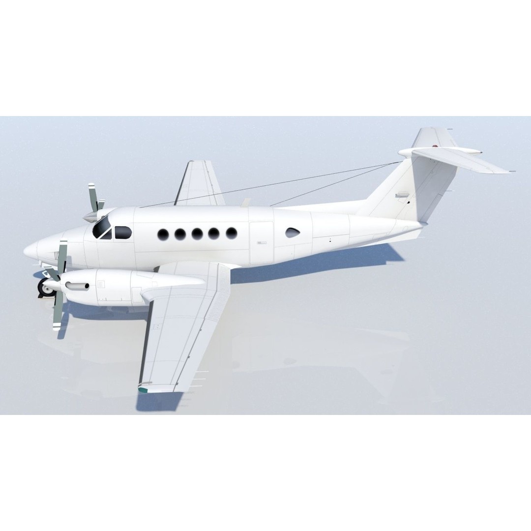 Beech King Air 200 3D Model – Low Poly Static Aircraft for Simulators - View 3