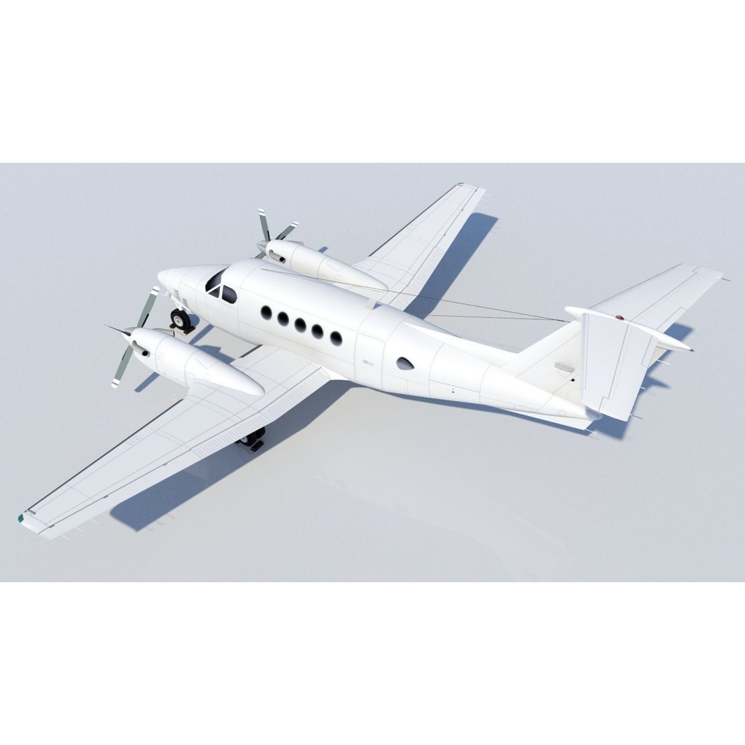 Beech King Air 200 3D Model – Low Poly Static Aircraft for Simulators - View 4