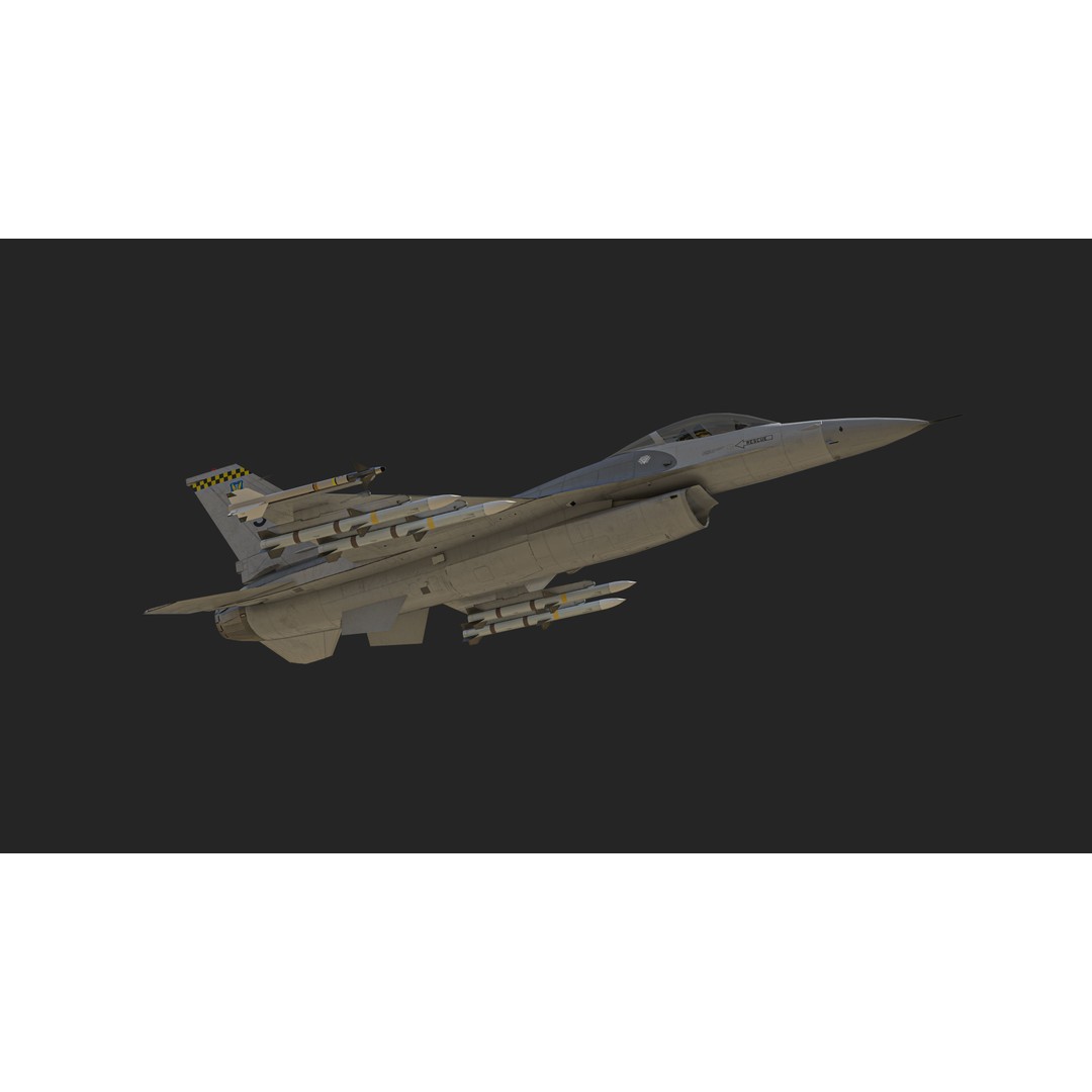 General Dynamics F-16 Fighting Falcon 3D Model – Low Poly Game Asset, FBX - View 12