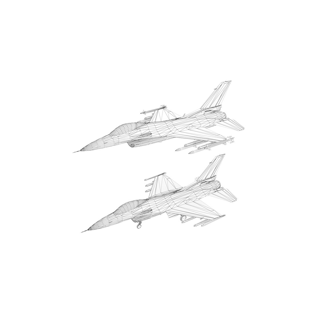 General Dynamics F-16 Fighting Falcon 3D Model – Low Poly Game Asset, FBX - View 14