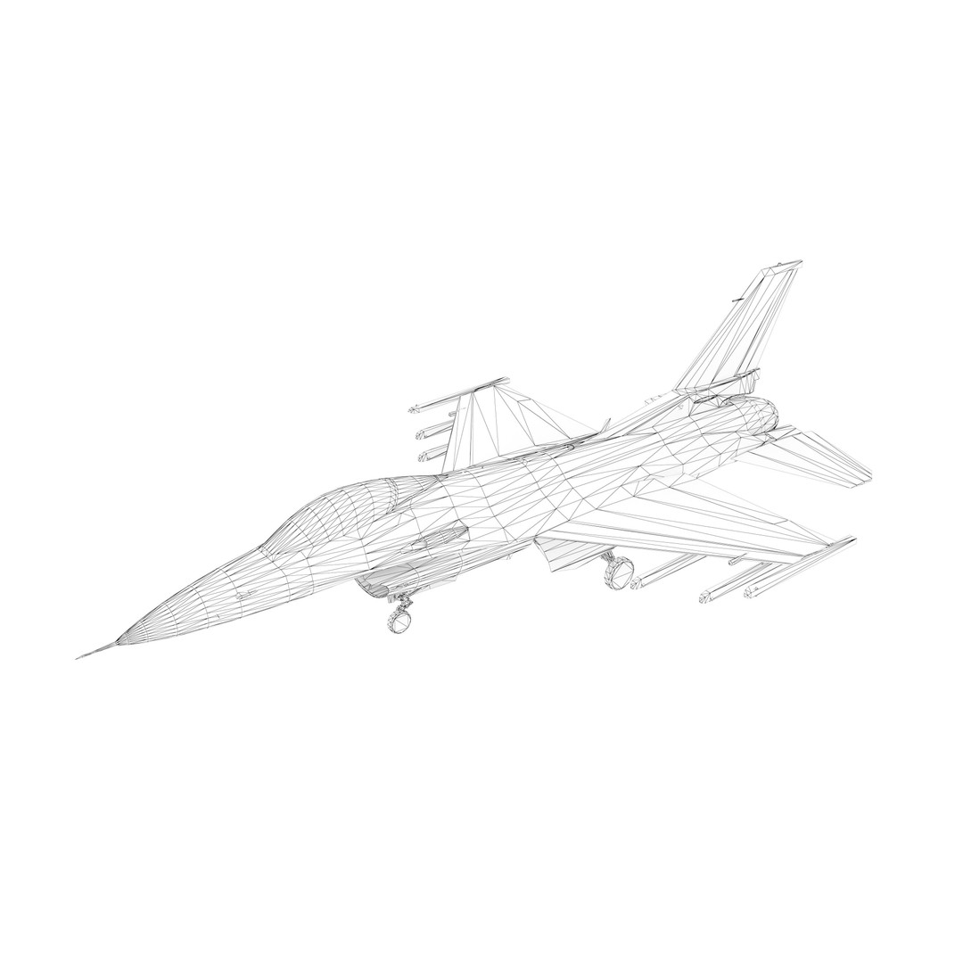 General Dynamics F-16 Fighting Falcon 3D Model – Low Poly Game Asset, FBX - View 15