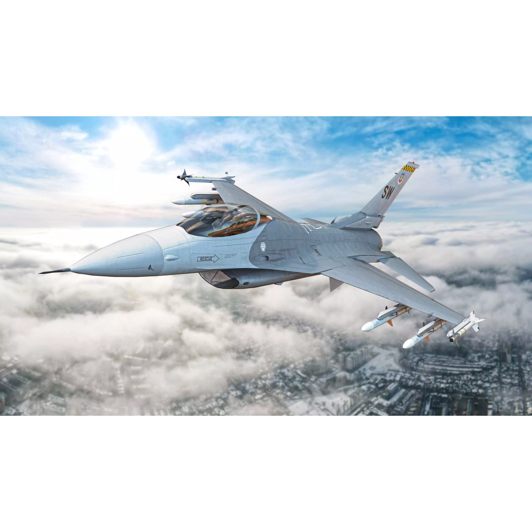 General Dynamics F-16 Fighting Falcon 3D Model – Low Poly Game Asset, FBX - View 2