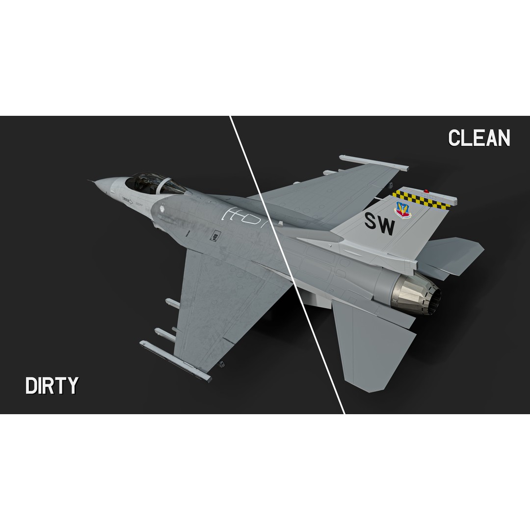 General Dynamics F-16 Fighting Falcon 3D Model – Low Poly Game Asset, FBX - View 5