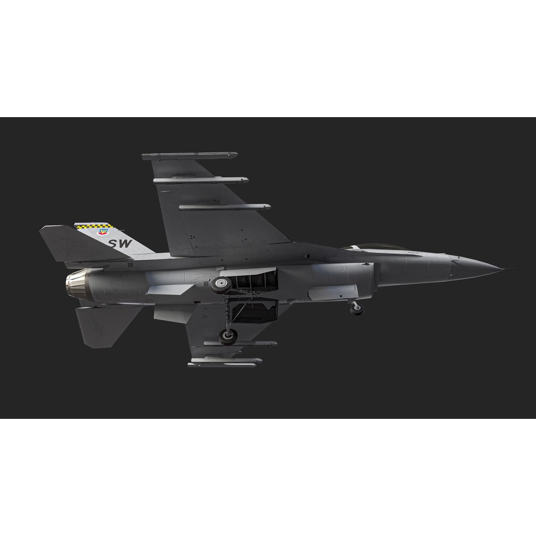 General Dynamics F-16 Fighting Falcon 3D Model – Low Poly Game Asset, FBX - View 8