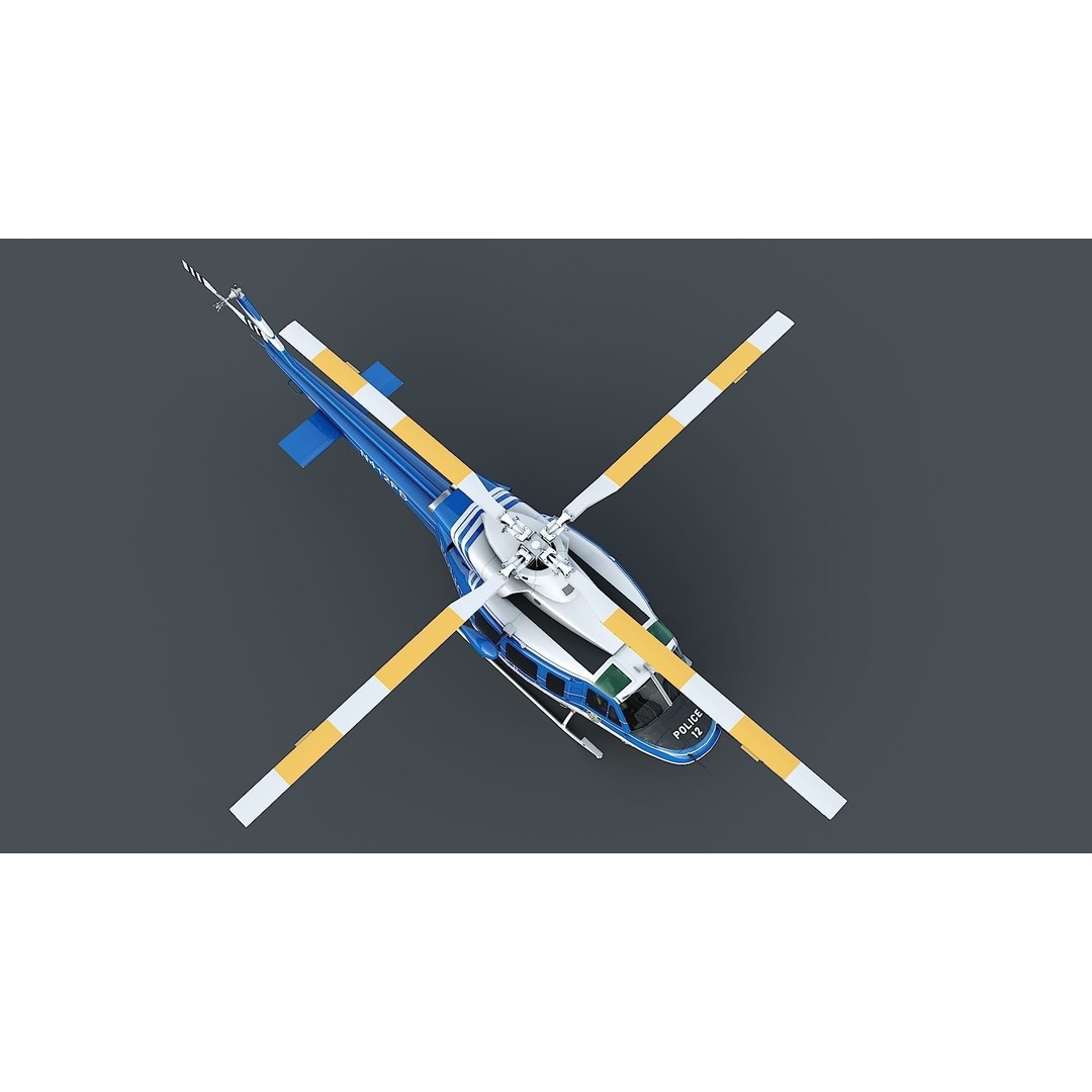 Bell-412 Helicopter 3D Model – Low Poly NYPD Aircraft, FBX - View 17