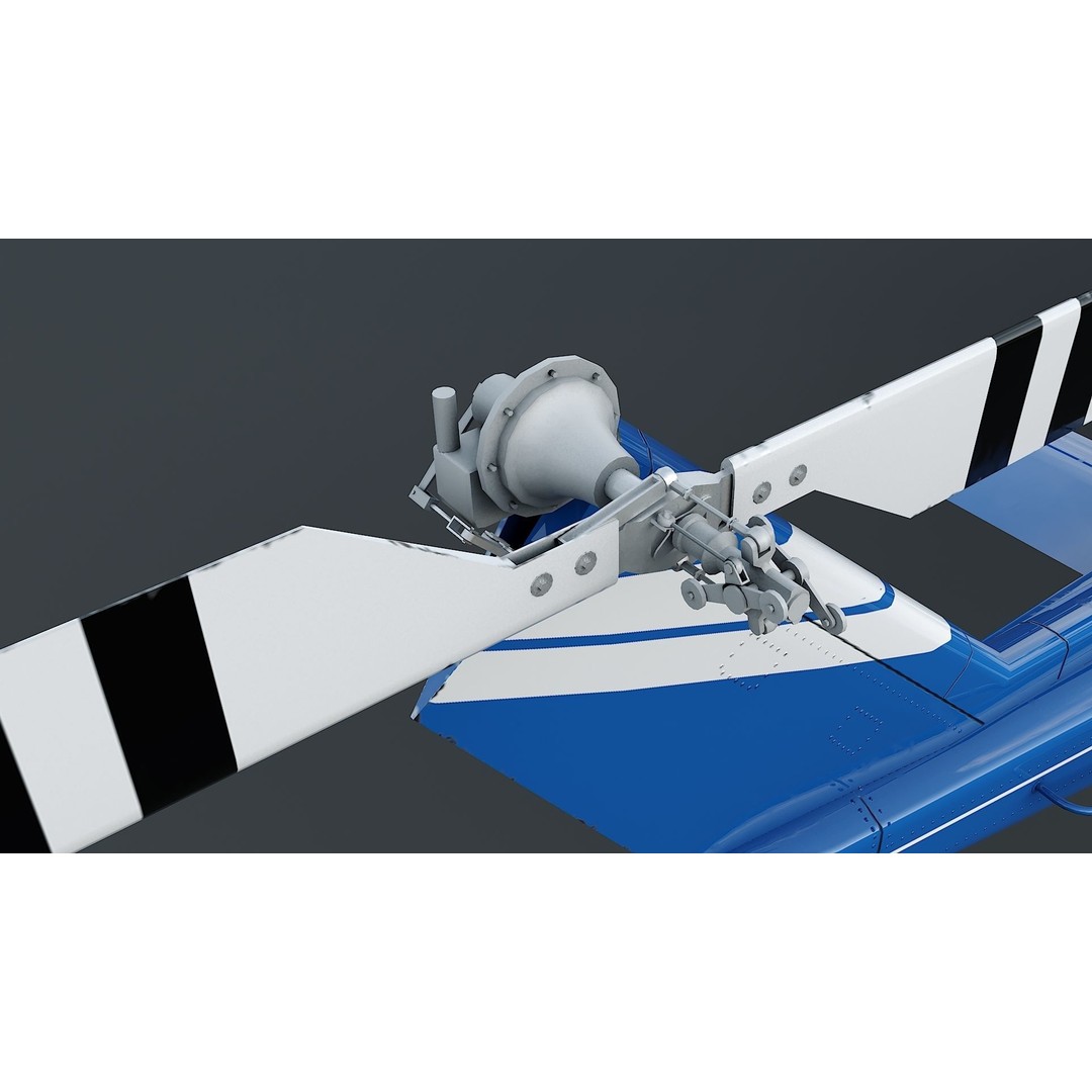 Bell-412 Helicopter 3D Model – Low Poly NYPD Aircraft, FBX - View 20