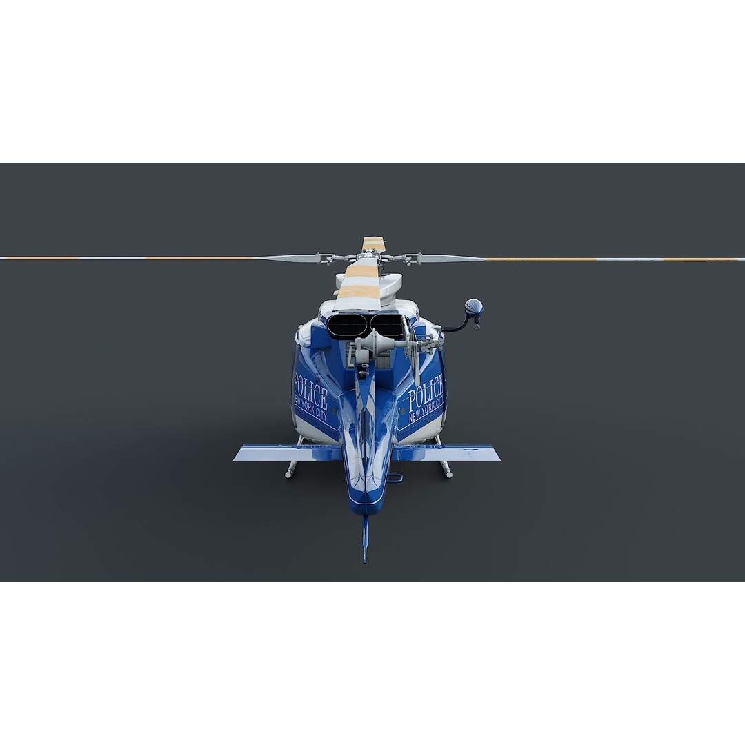 Bell-412 Helicopter 3D Model – Low Poly NYPD Aircraft, FBX - View 22