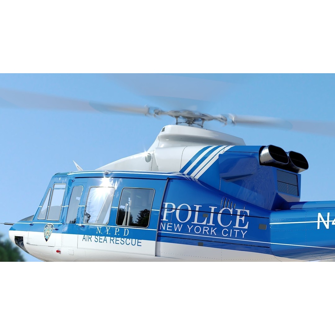 Bell-412 Helicopter 3D Model – Low Poly NYPD Aircraft, FBX - View 23