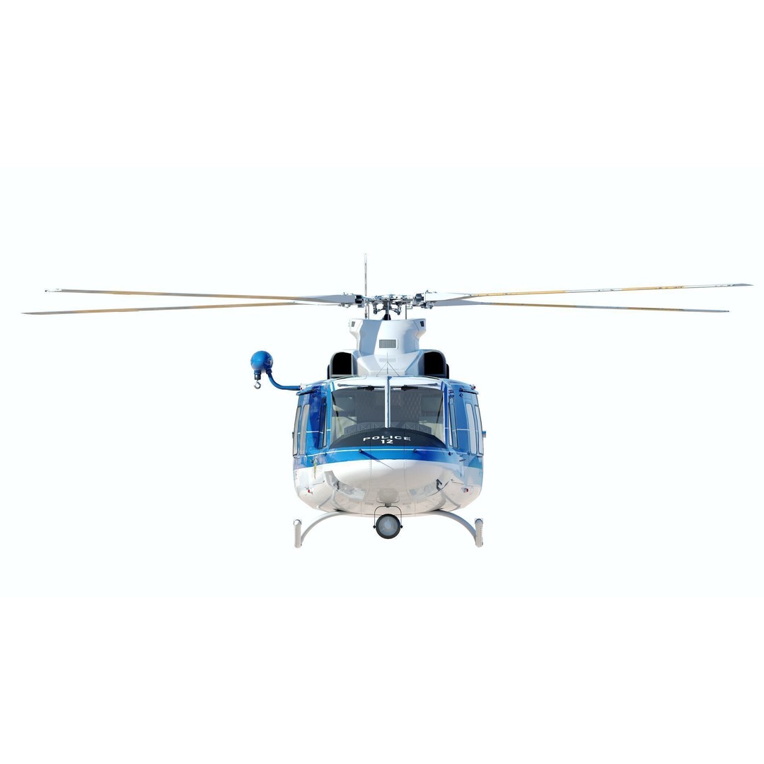 Bell-412 Helicopter 3D Model – Low Poly NYPD Aircraft, FBX - View 25