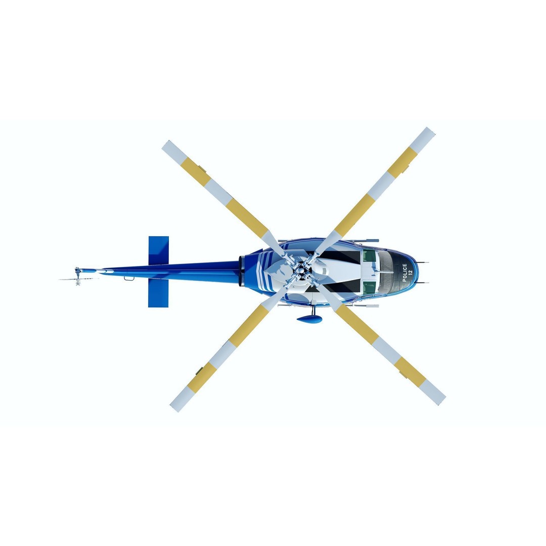 Bell-412 Helicopter 3D Model – Low Poly NYPD Aircraft, FBX - View 26