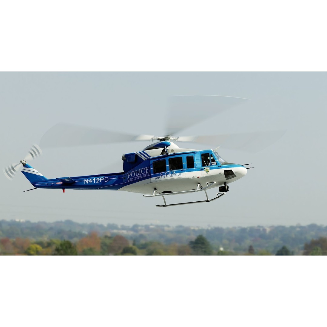 Bell-412 Helicopter 3D Model – Low Poly NYPD Aircraft, FBX - View 28