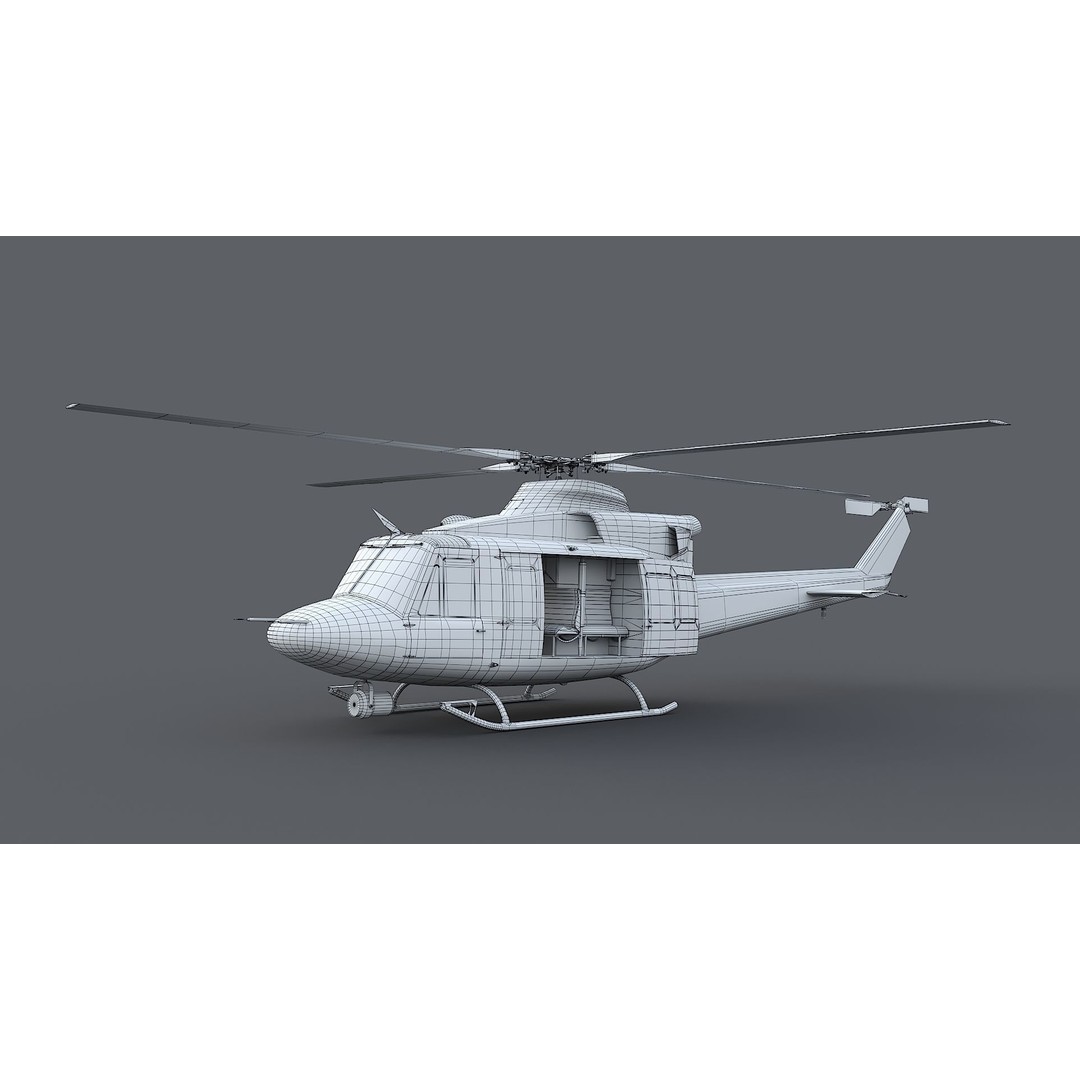 Bell-412 Helicopter 3D Model – Low Poly NYPD Aircraft, FBX - View 31