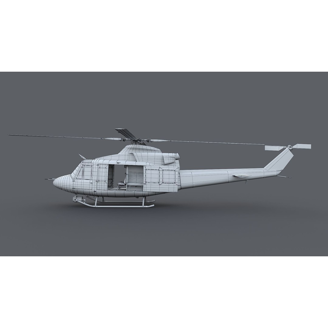 Bell-412 Helicopter 3D Model – Low Poly NYPD Aircraft, FBX - View 32