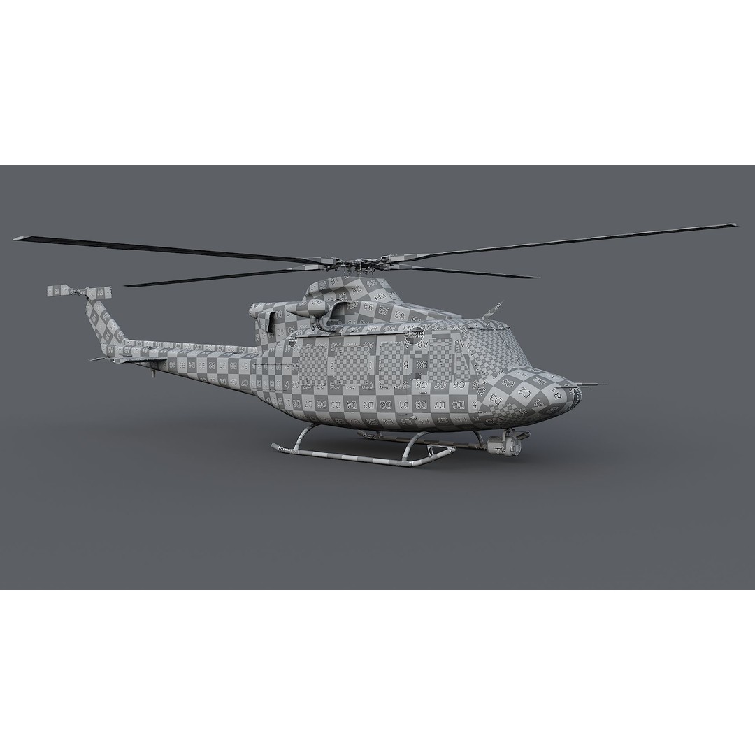 Bell-412 Helicopter 3D Model – Low Poly NYPD Aircraft, FBX - View 39