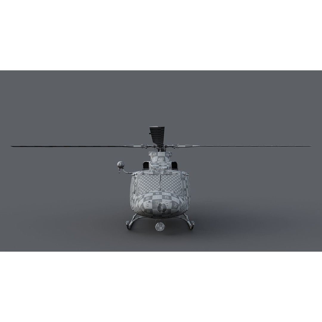 Bell-412 Helicopter 3D Model – Low Poly NYPD Aircraft, FBX - View 40