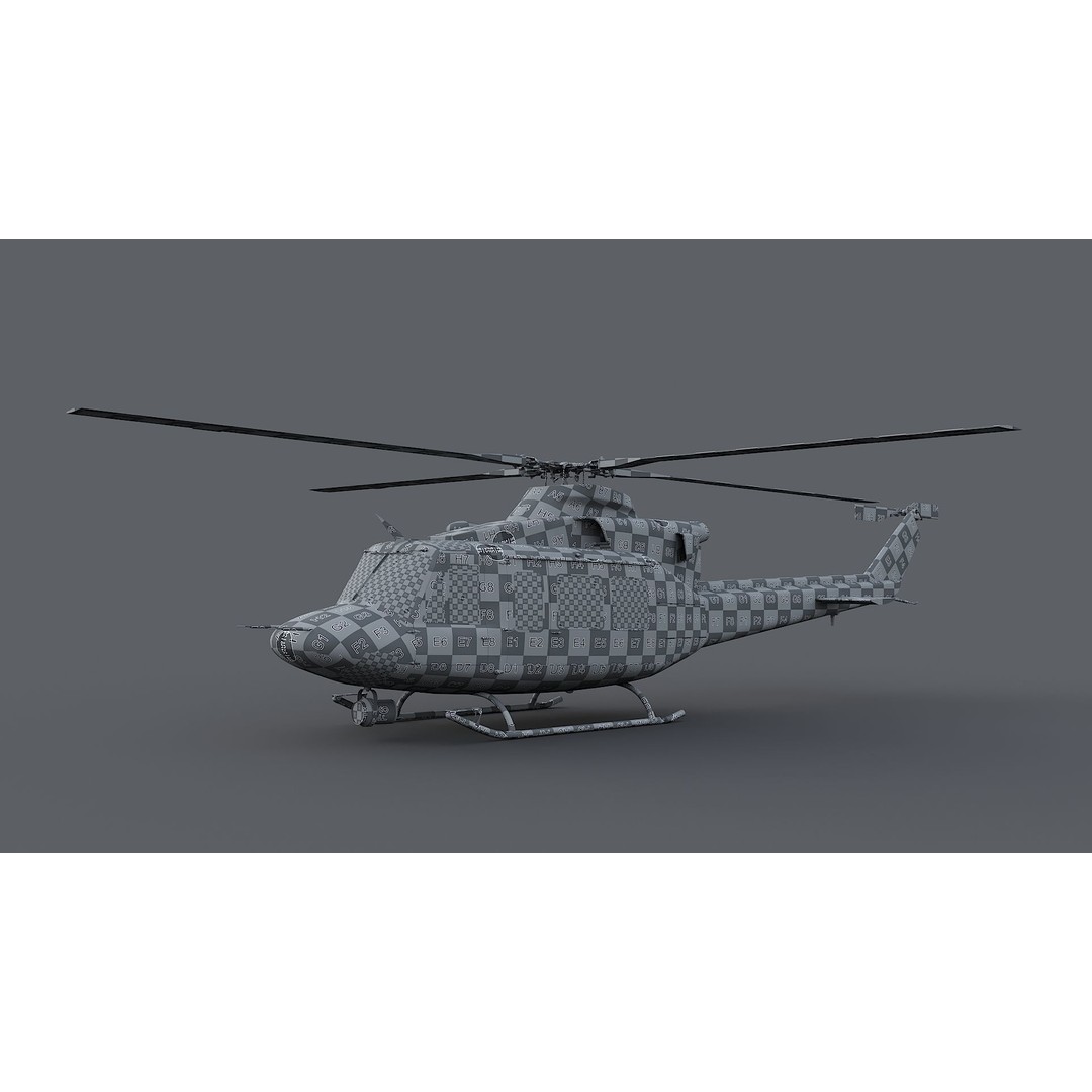 Bell-412 Helicopter 3D Model – Low Poly NYPD Aircraft, FBX - View 41
