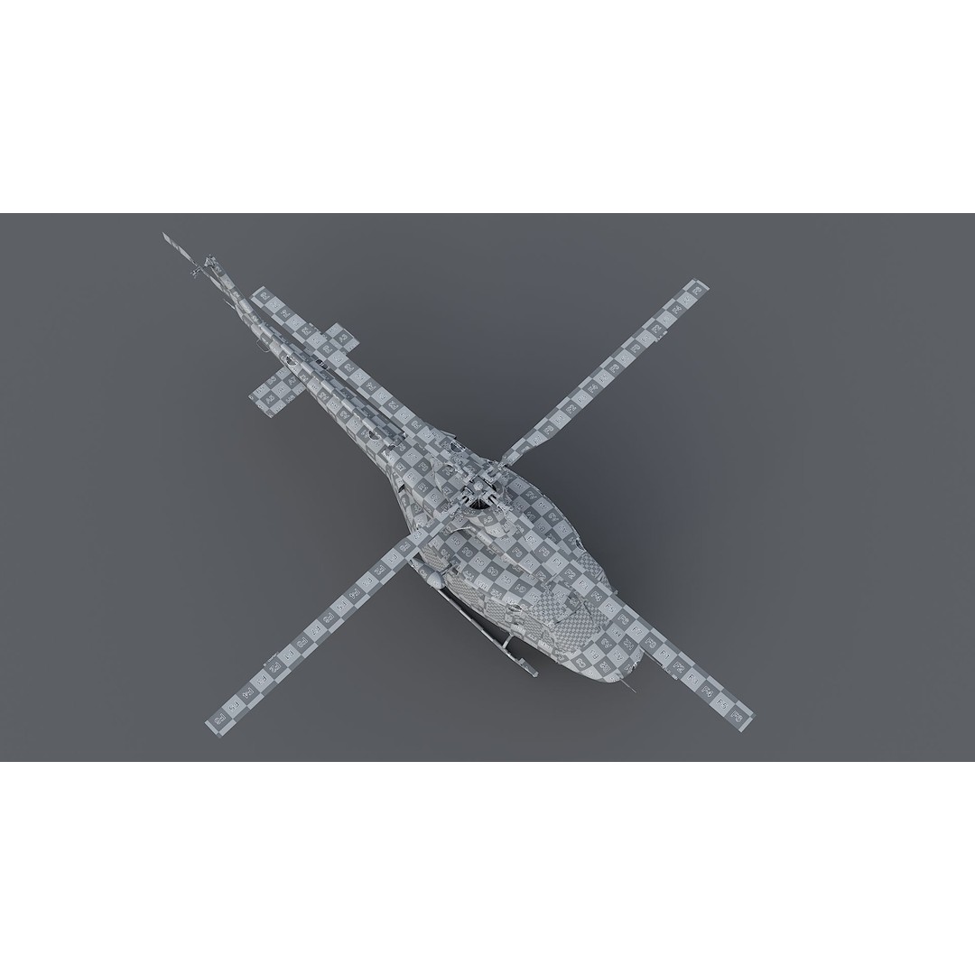 Bell-412 Helicopter 3D Model – Low Poly NYPD Aircraft, FBX - View 42