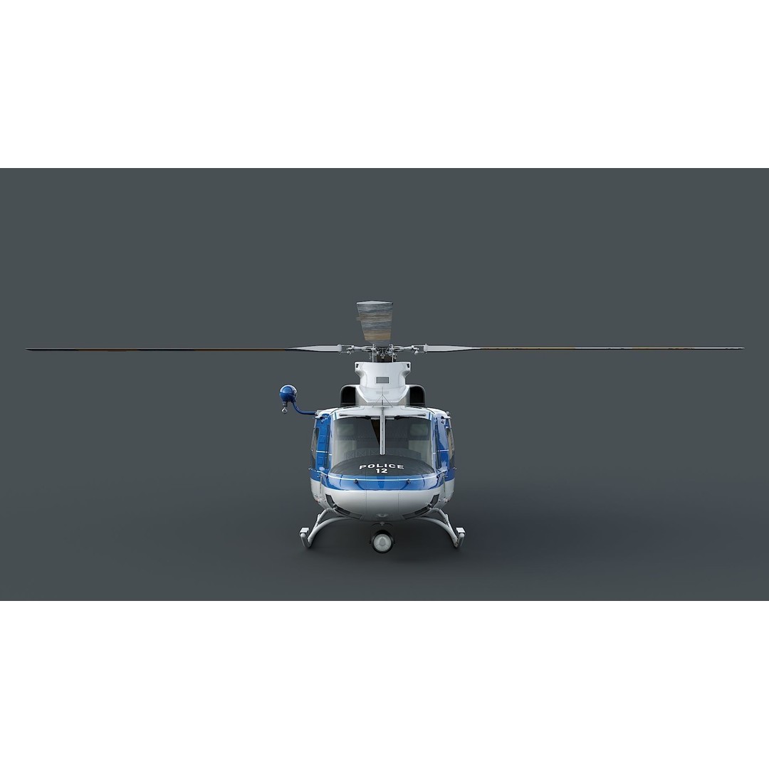 Bell-412 Helicopter 3D Model – Low Poly NYPD Aircraft, FBX - View 5