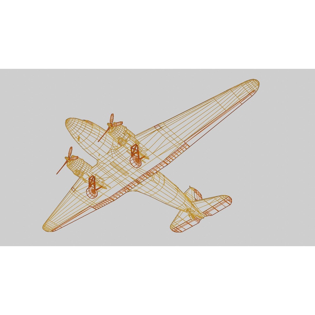 Douglas C-47 Skytrain 3D Model – Low Poly Aircraft with Animations