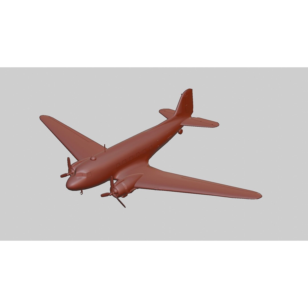 Douglas C-47 Skytrain 3D Model – Low Poly Aircraft with Animations - View 13