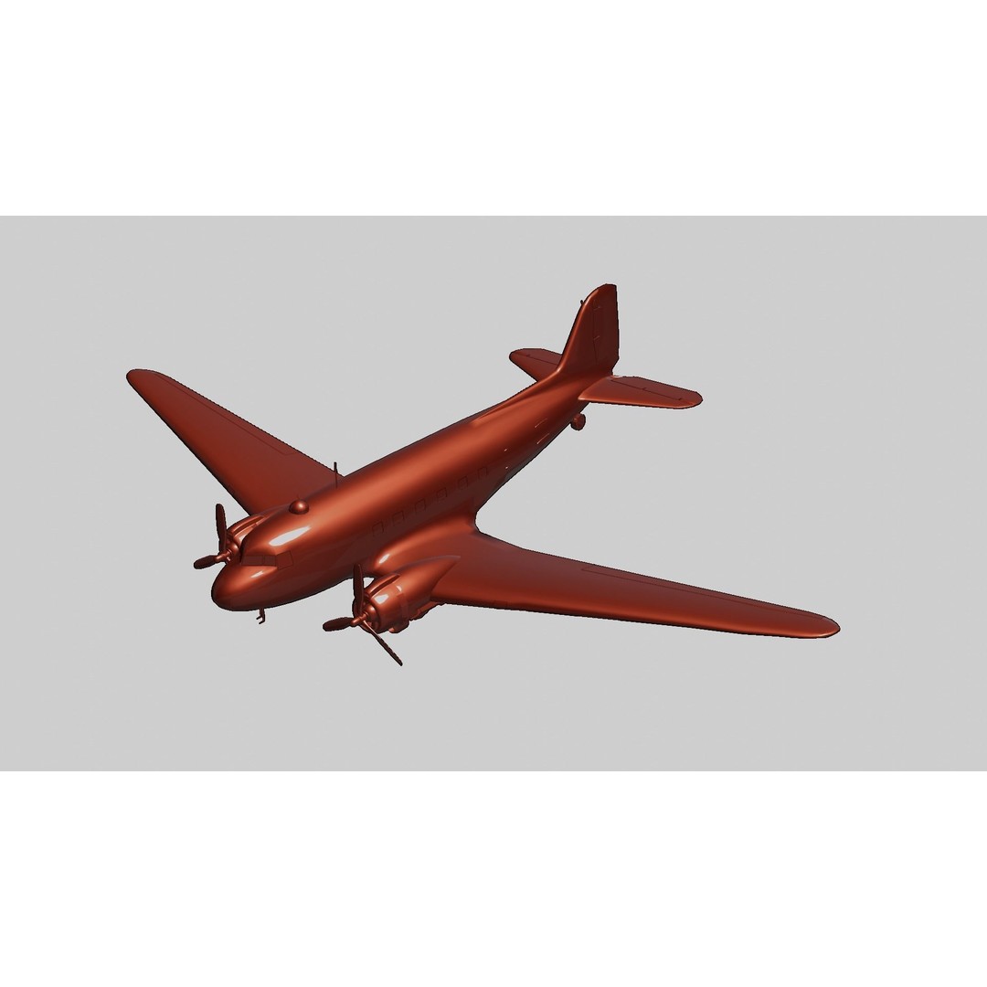 Douglas C-47 Skytrain 3D Model – Low Poly Aircraft with Animations - View 14