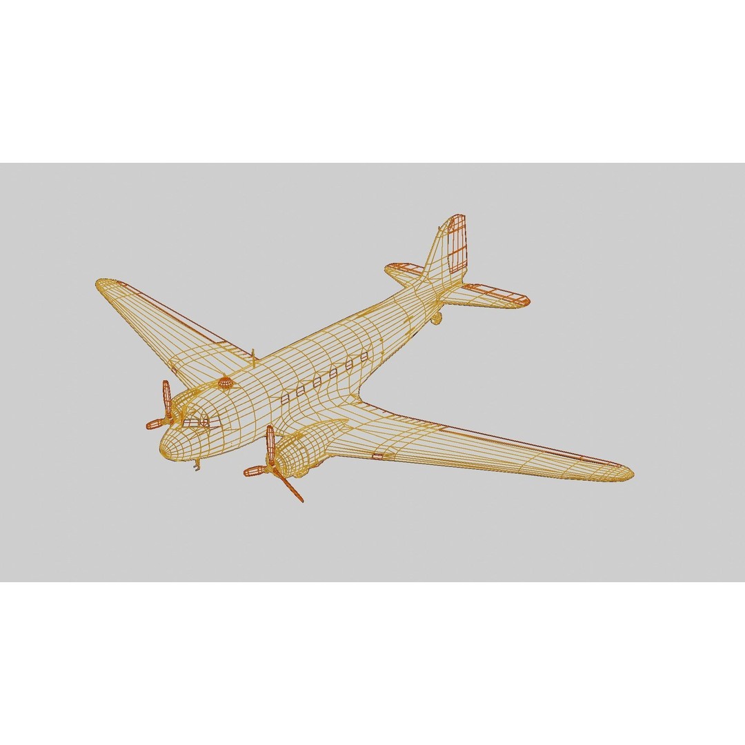 Douglas C-47 Skytrain 3D Model – Low Poly Aircraft with Animations - View 15