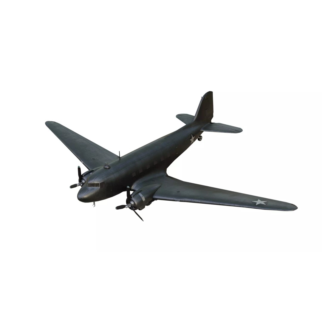 Douglas C-47 Skytrain 3D Model – Low Poly Aircraft with Animations - View 2
