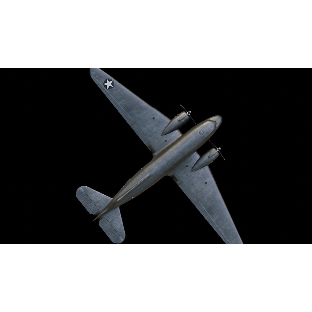 Douglas C-47 Skytrain 3D Model – Low Poly Aircraft with Animations - View 5