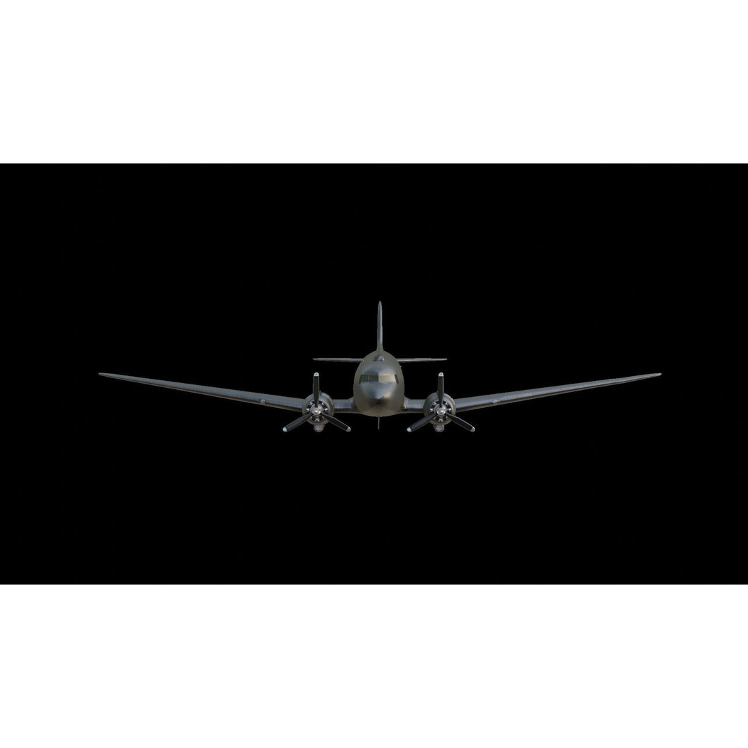 Douglas C-47 Skytrain 3D Model – Low Poly Aircraft with Animations - View 8