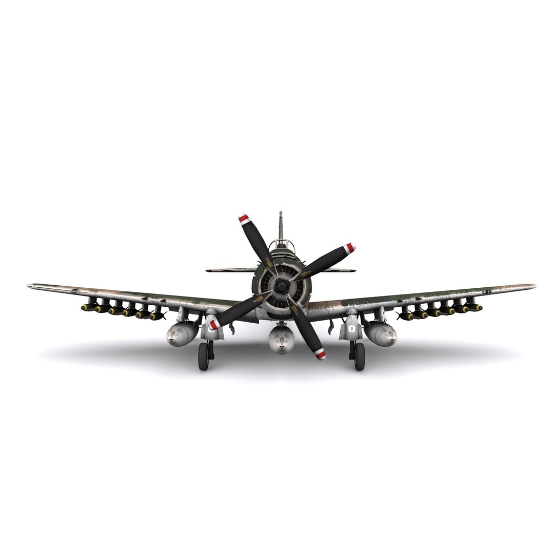 Douglas A-1 Skyraider 3D Model – Low Poly Game Asset, FBX & OBJ - View 5