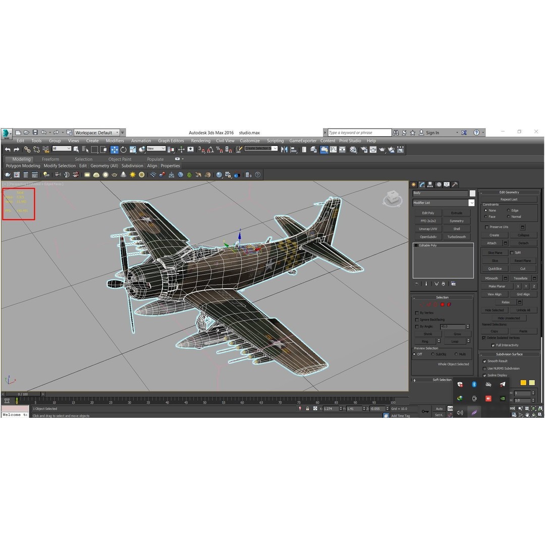 Douglas A-1 Skyraider 3D Model – Low Poly Game Asset, FBX & OBJ - View 9