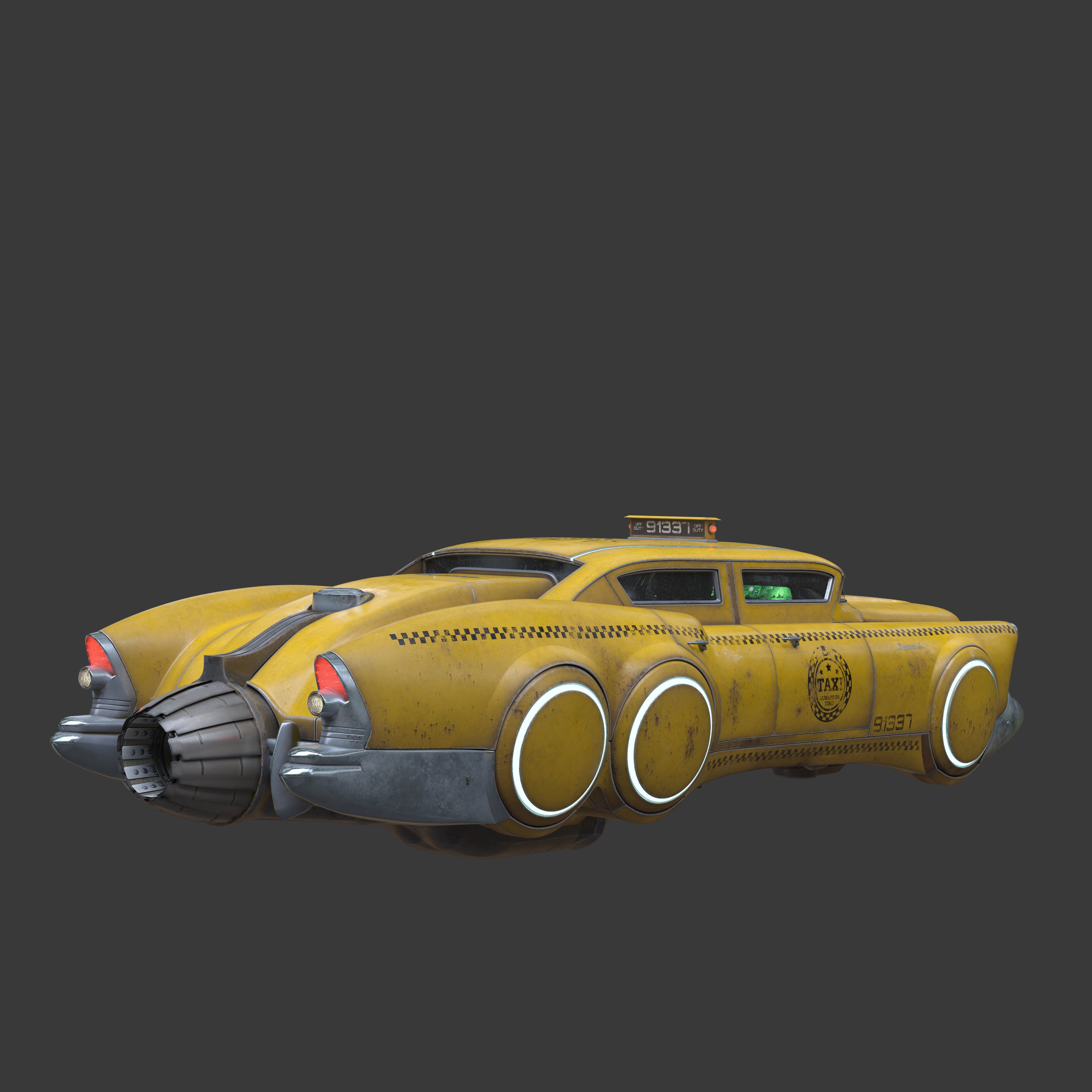 Futuristic Flying Car - Game-Ready 3D Model - View 10