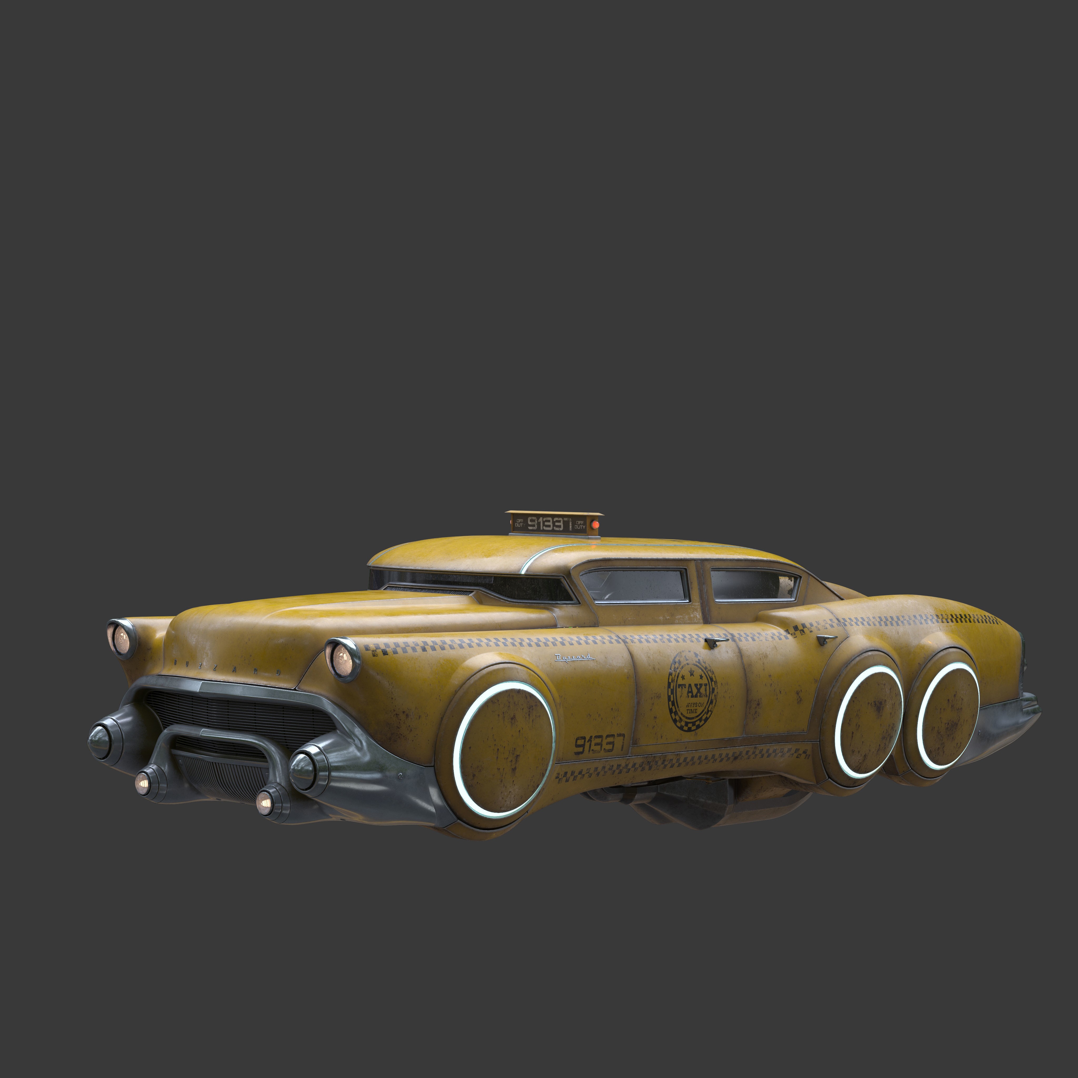 Futuristic Flying Car - Game-Ready 3D Model - View 4