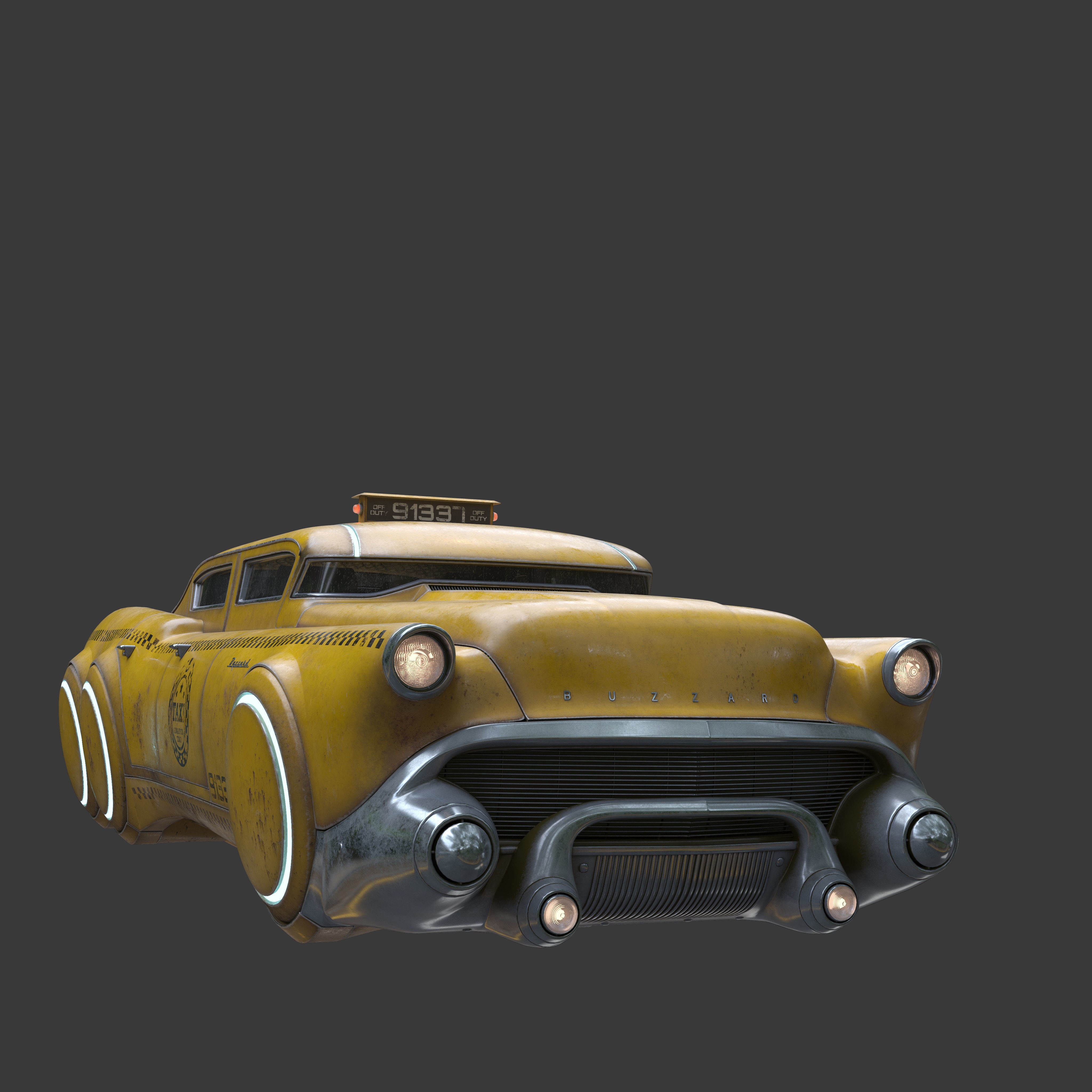 Futuristic Flying Car - Game-Ready 3D Model - View 7