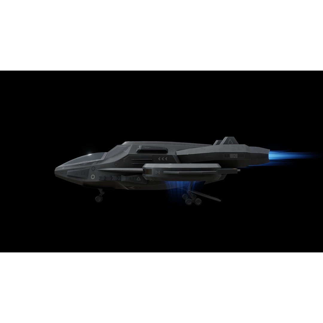 Z-01 VTOL Military Dropship 3D Model – Low Poly, Rigged, PBR - View 11