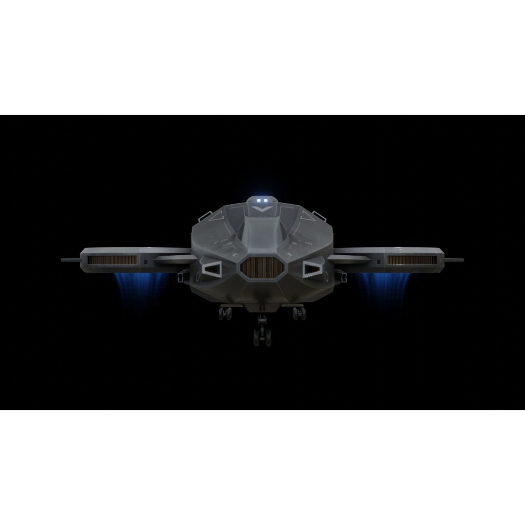 Z-01 VTOL Military Dropship 3D Model – Low Poly, Rigged, PBR - View 12
