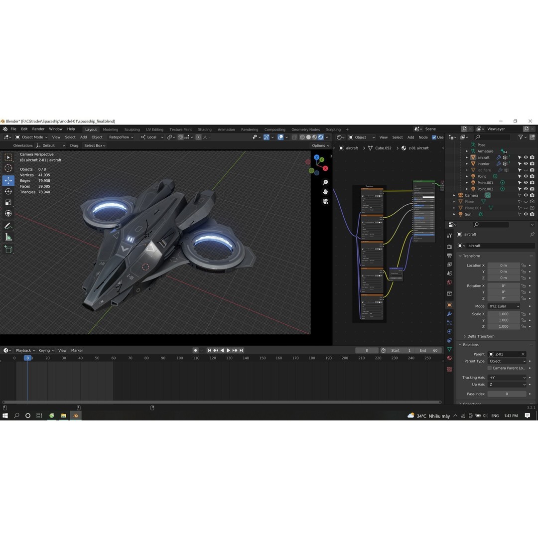Z-01 VTOL Military Dropship 3D Model – Low Poly, Rigged, PBR - View 22