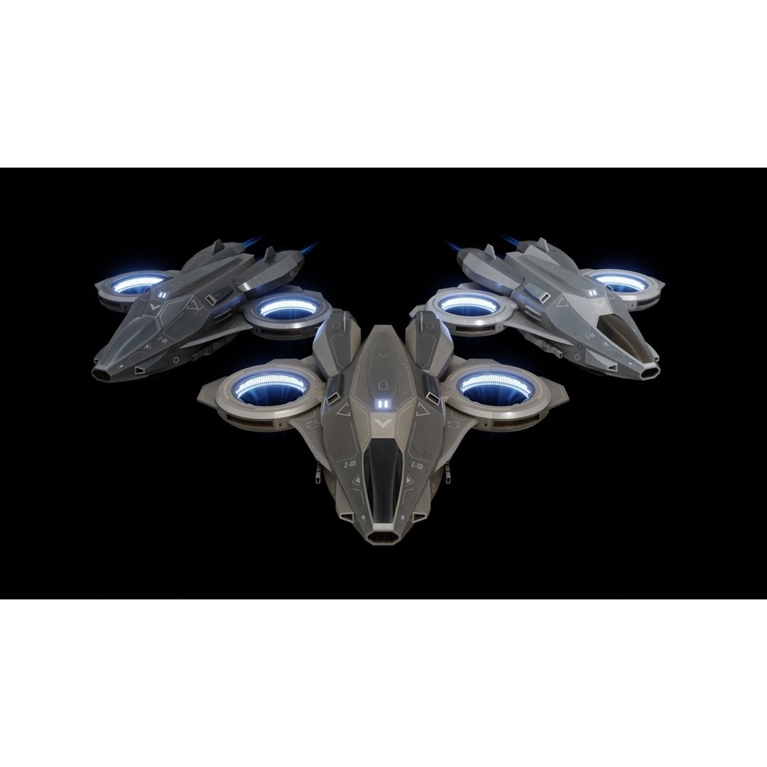 Z-01 VTOL Military Dropship 3D Model – Low Poly, Rigged, PBR - View 33