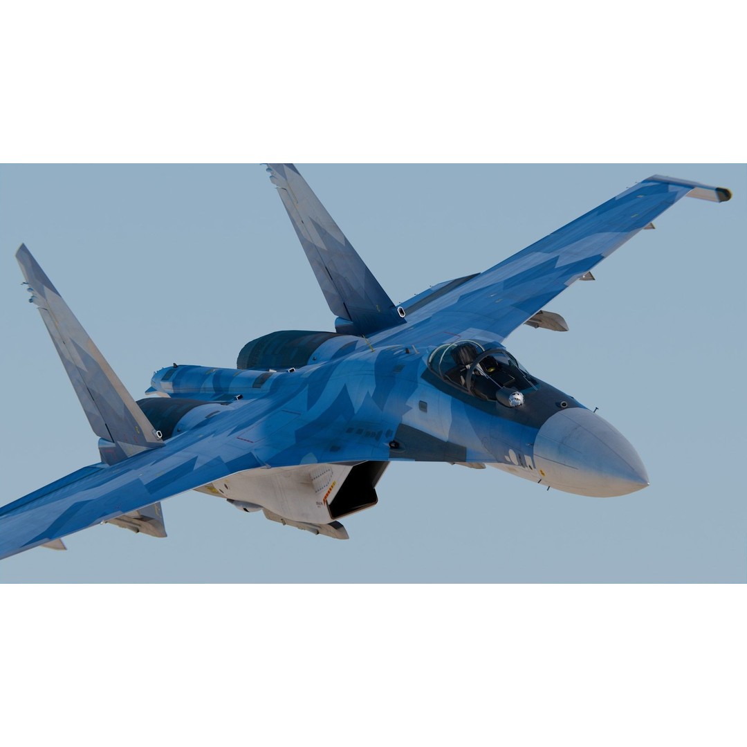 Sukhoi Su-35 3D Model – High Poly Military Aircraft, PBR Textures - View 4