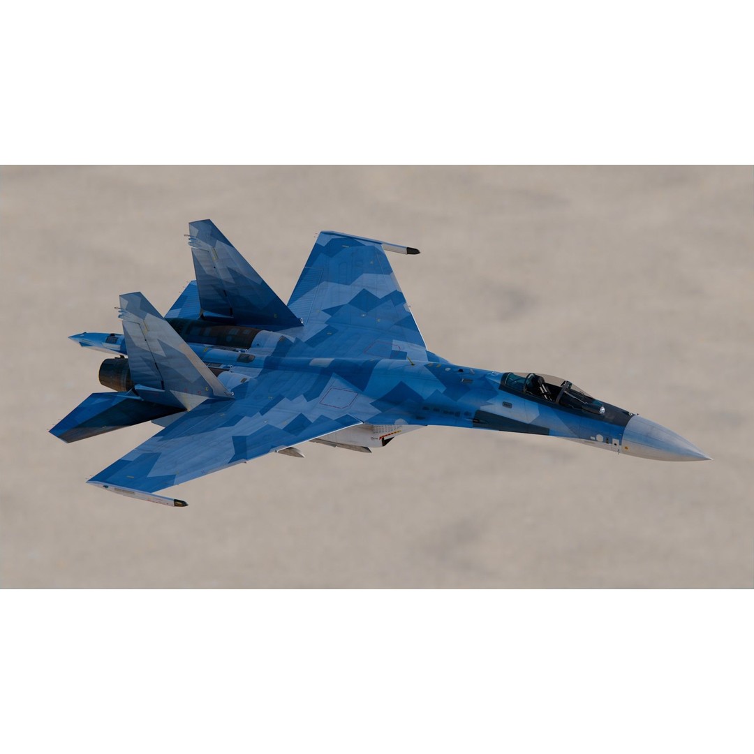 Sukhoi Su-35 3D Model – High Poly Military Aircraft, PBR Textures - View 6
