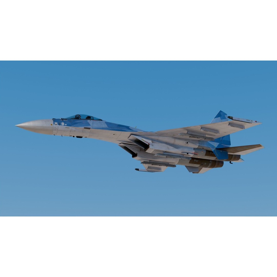 Sukhoi Su-35 3D Model – High Poly Military Aircraft, PBR Textures - View 9