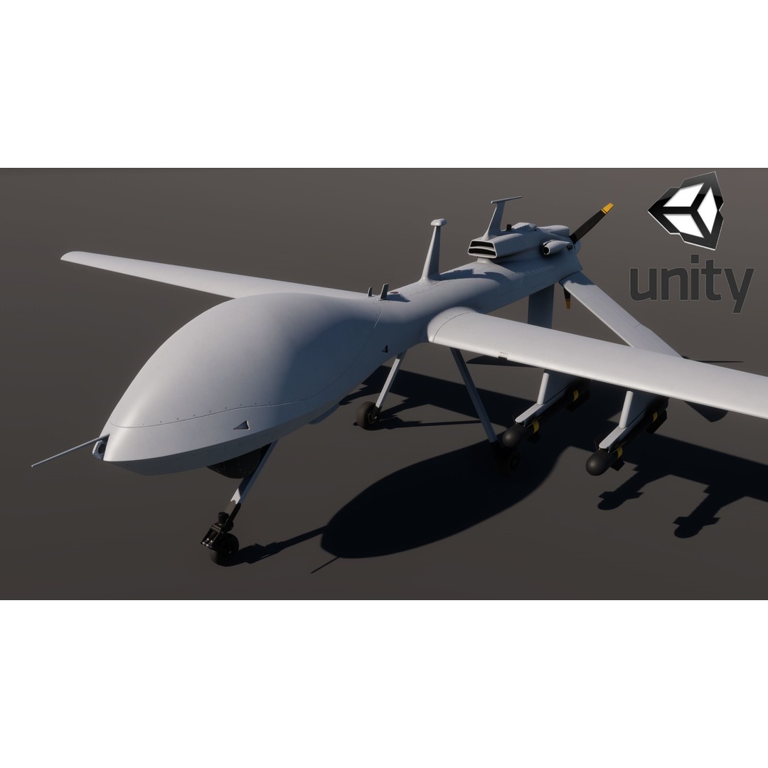 UAV MQ-1C Gray Eagle 3D Model – Low Poly PBR Game Asset, FBX, OBJ - View 4