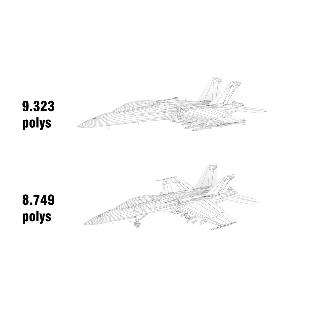 F-18F Super Hornet 3D Model – Low Poly Aircraft, FBX, OBJ Formats