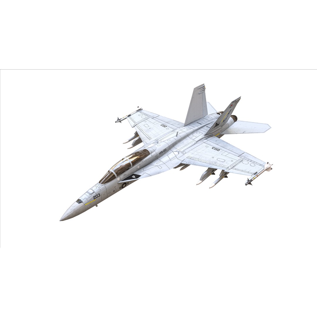 F-18F Super Hornet 3D Model – Low Poly Aircraft, FBX, OBJ Formats - View 10