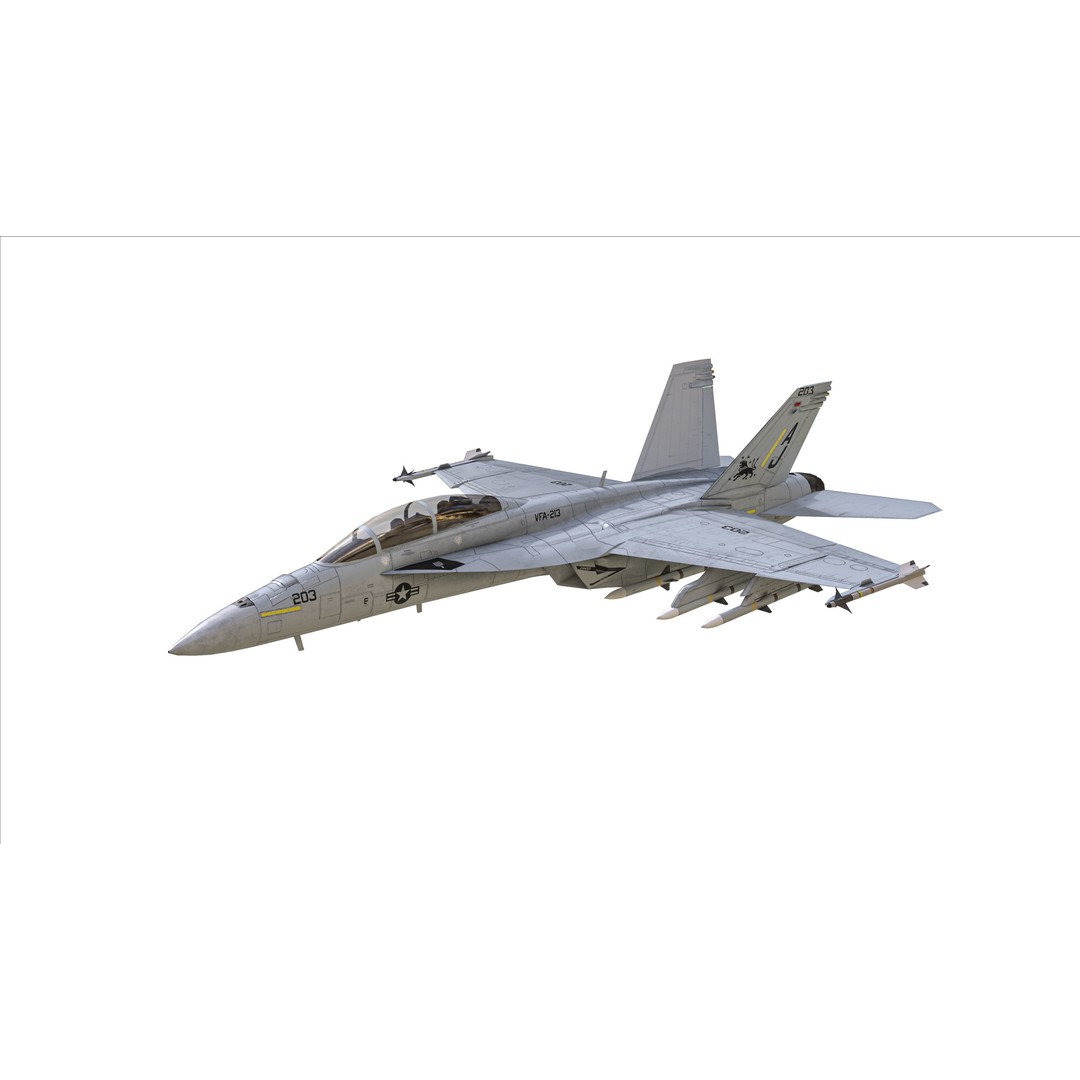 F-18F Super Hornet 3D Model – Low Poly Aircraft, FBX, OBJ Formats - View 11