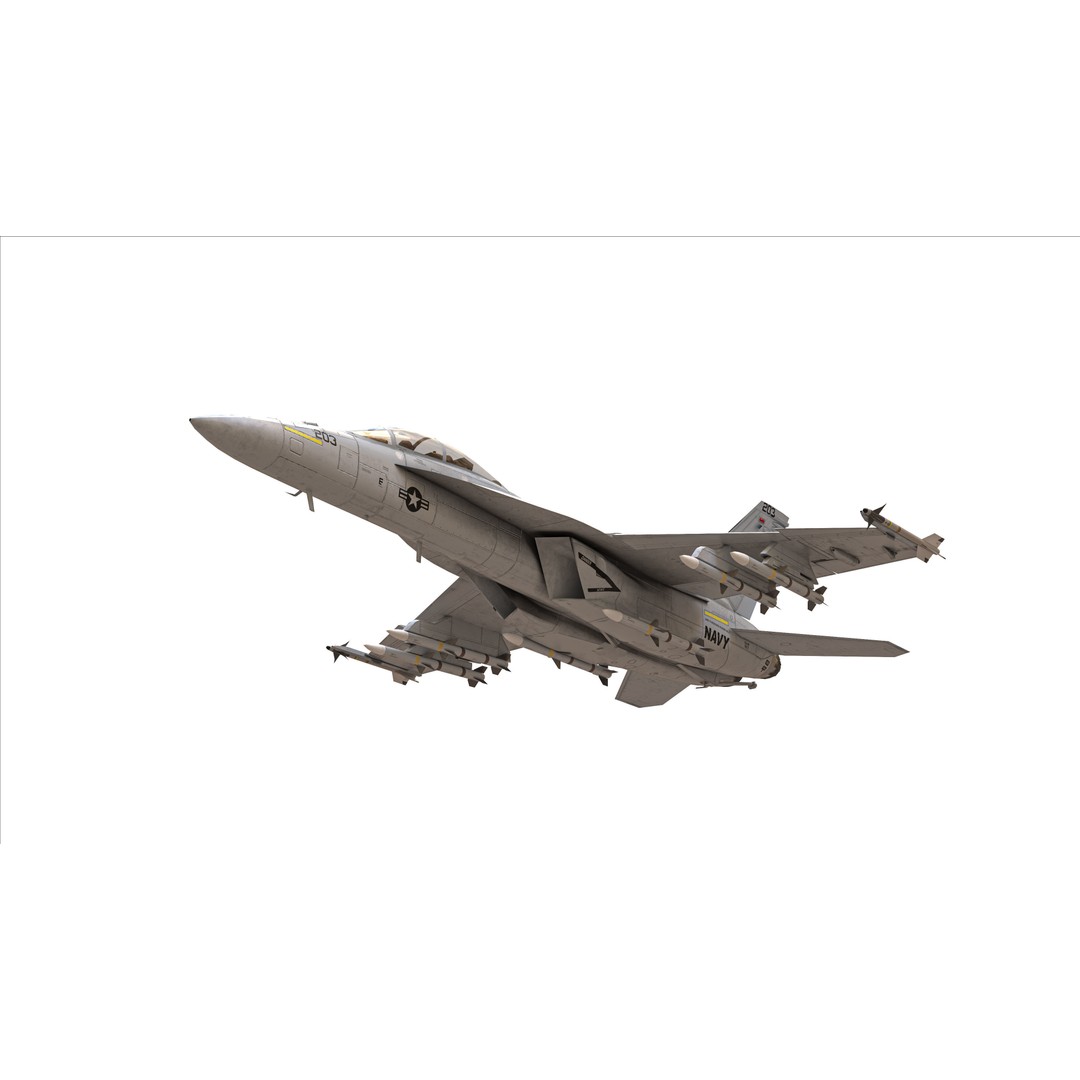 F-18F Super Hornet 3D Model – Low Poly Aircraft, FBX, OBJ Formats - View 12