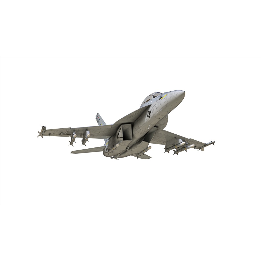 F-18F Super Hornet 3D Model – Low Poly Aircraft, FBX, OBJ Formats - View 13