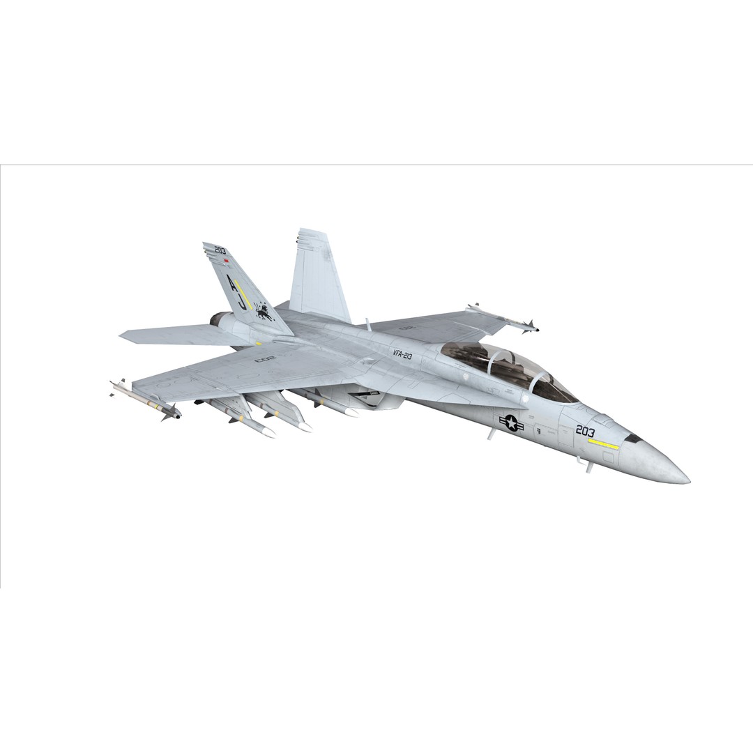 F-18F Super Hornet 3D Model – Low Poly Aircraft, FBX, OBJ Formats - View 14
