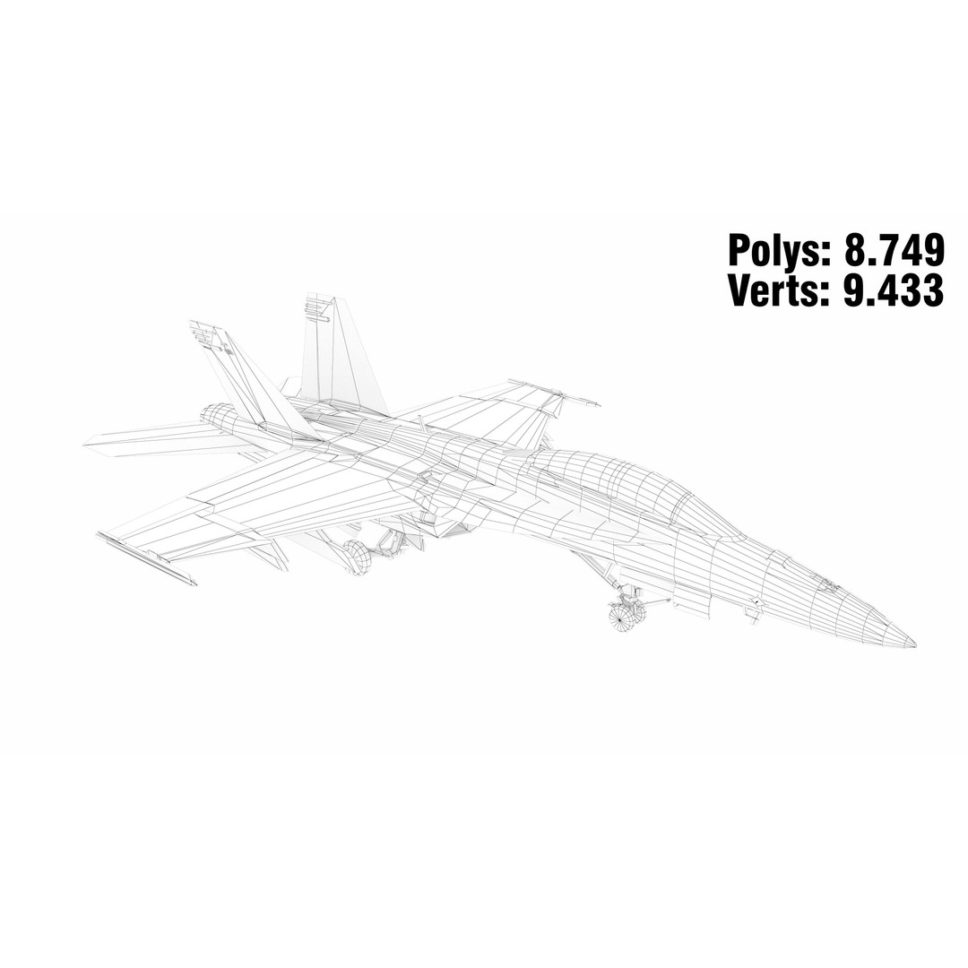 F-18F Super Hornet 3D Model – Low Poly Aircraft, FBX, OBJ Formats - View 15
